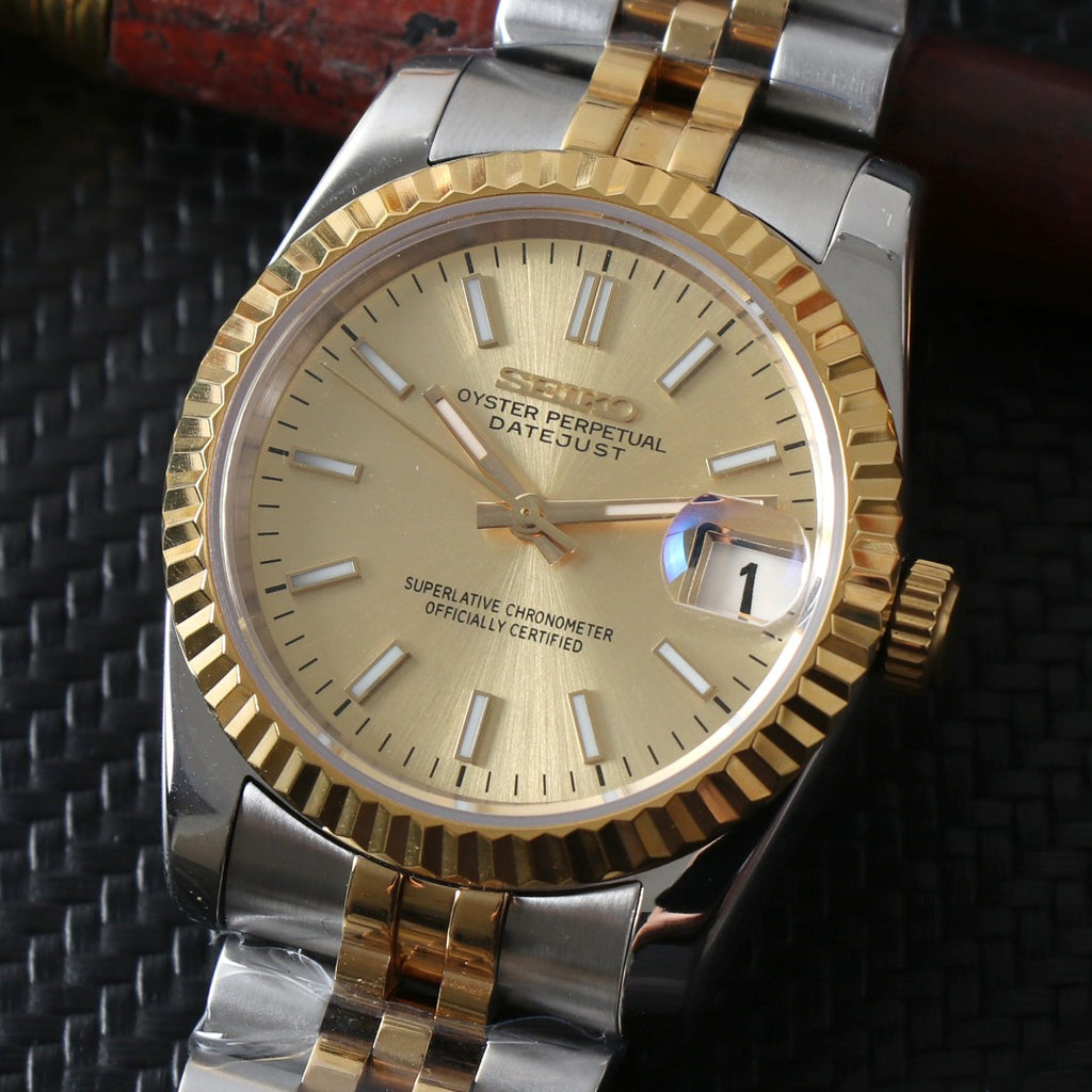 SeikoDate two tone gold dames