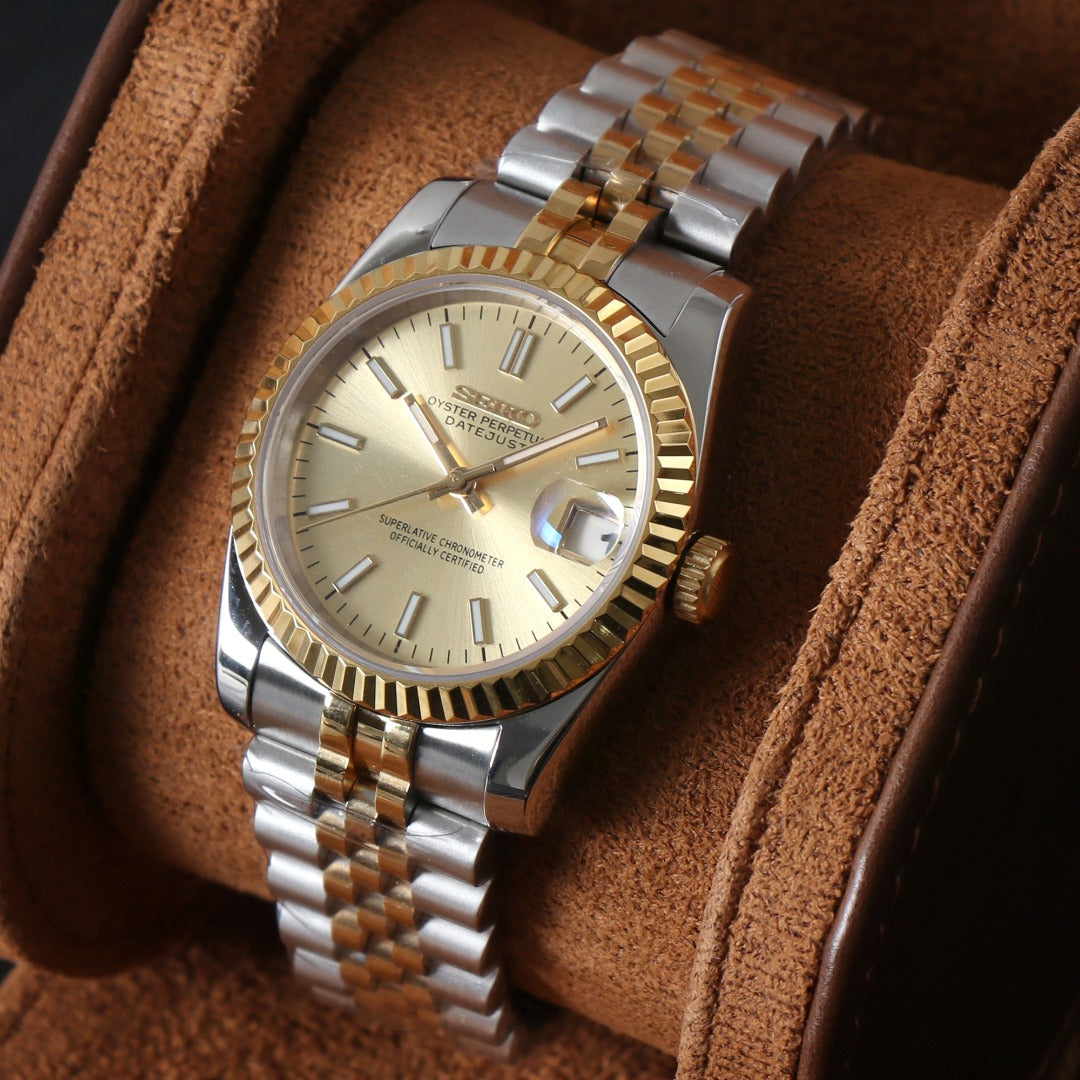 SeikoDate two tone gold dames