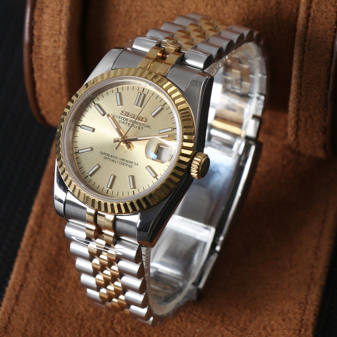 SeikoDate two tone gold dames